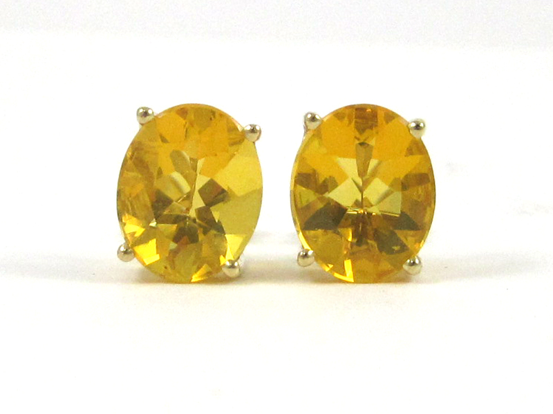 Appraisal: PAIR OF FIRE OPAL EAR STUDS each k yellow gold