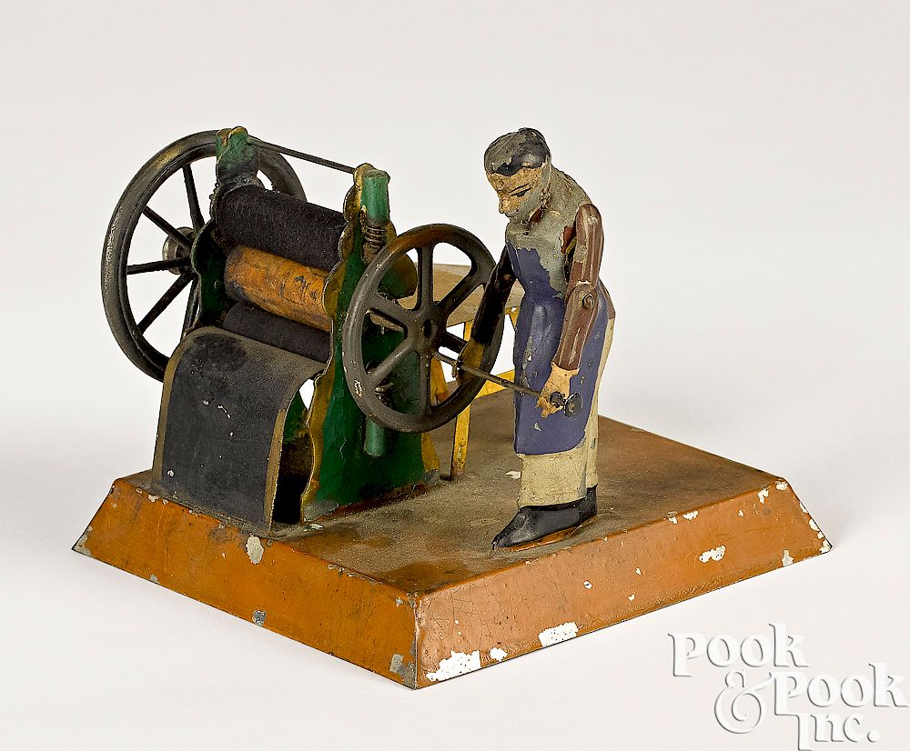 Appraisal: Falk printing press steam toy accessory Falk painted tin printing