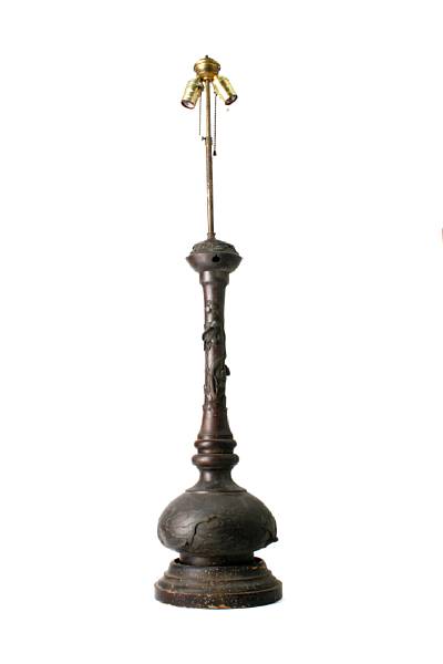 Appraisal: A Japanese bronze table lamp height to finial in diameter