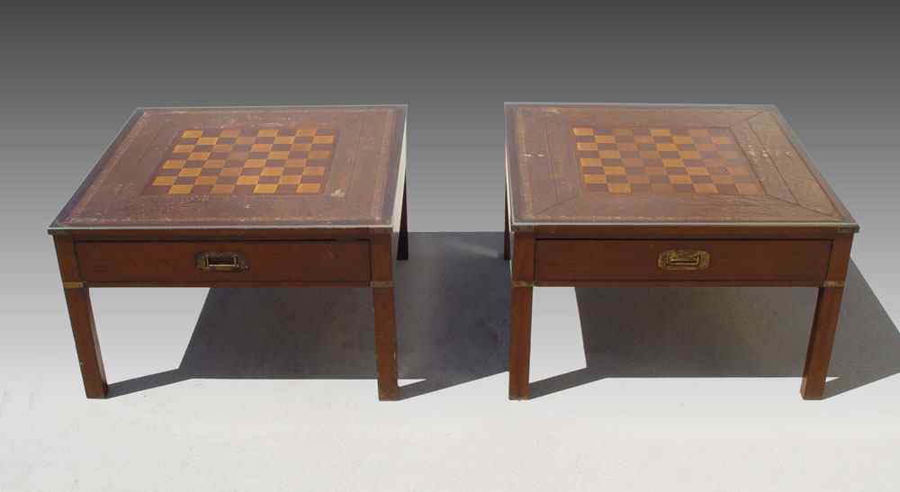 Appraisal: PAIR OF CONTEMPORARY CAMPAIGN STYLE GAME or LAMP TABLES Single