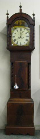 Appraisal: Antique Scottish tallcase clock twist column trim on case three