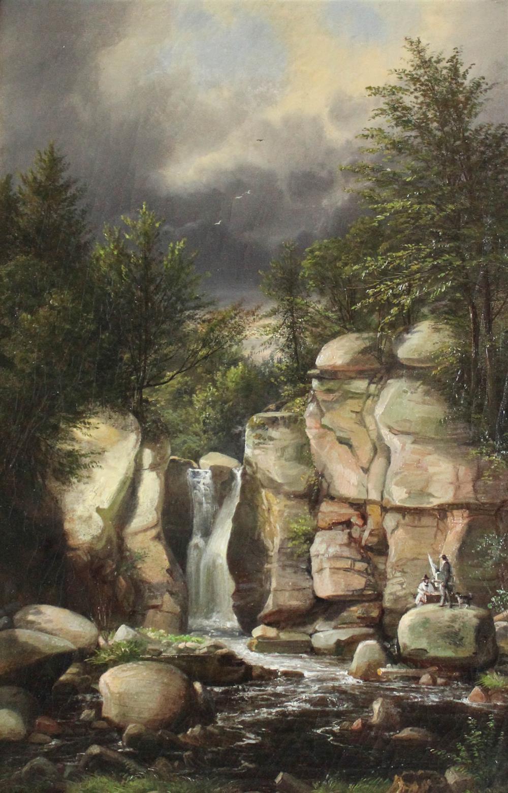 Appraisal: FERDINAND RICHARDT AMERICAN - ARTIST WITH EASEL BY A WATERFALL