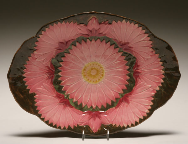 Appraisal: Zsolnay Majolica floral platter with central water lily design W