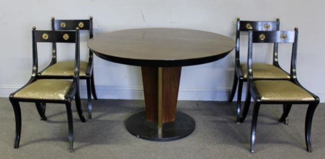 Appraisal: Midcentury Table and Chair Lot Includes an unmarked midcentury single