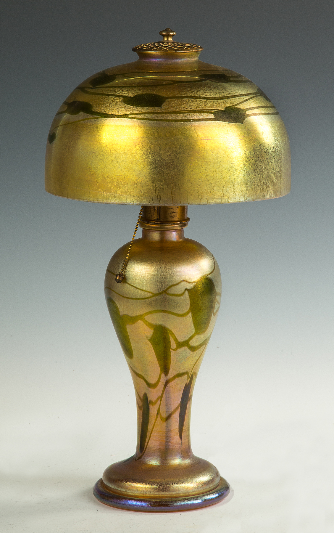 Appraisal: LCT Favrile Leaf Vine Iridescent Decorated Table Lamp Early th