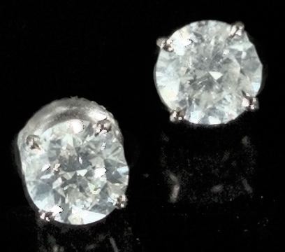 Appraisal: Pair of Fourteen-Karat White Gold and Diamond Stud Earrings each