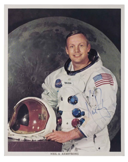 Appraisal: Neil Armstrong Portrait An official NASA color lithograph of Neil