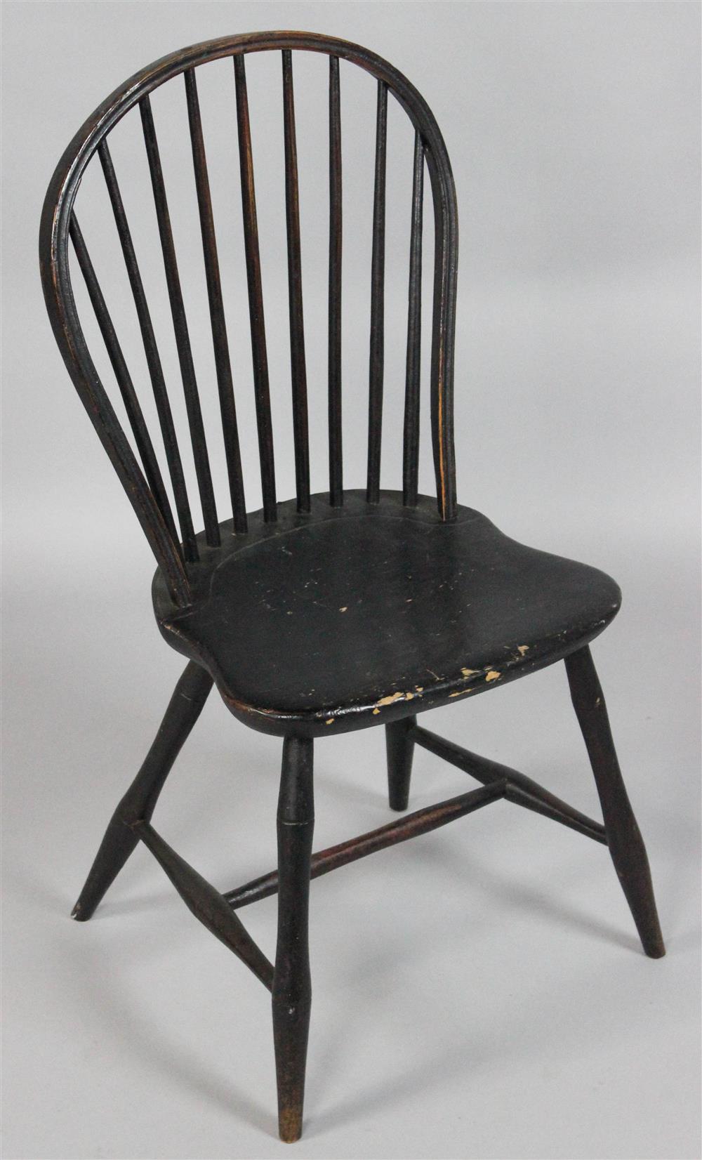 Appraisal: AMERICAN HOOP BACK WINDSOR CHAIR retaining an old black painted