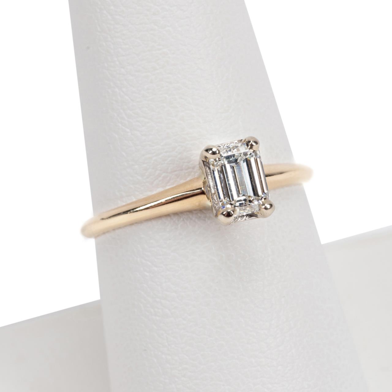 Appraisal: K YELLOW GOLD CT EMERALD CUT DIAMOND RING Modern k