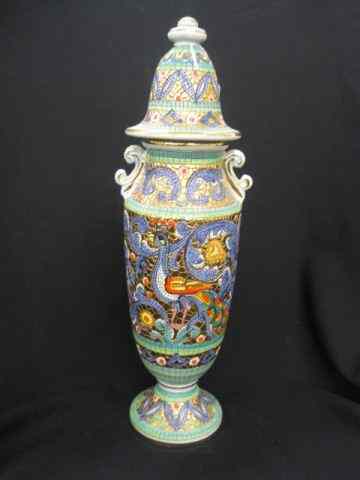 Appraisal: Deruta Italian Faience Pottery covered urn Mosiac gold background ''