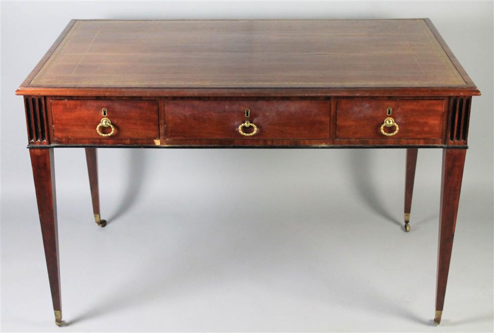 Appraisal: GEORGE III MAHOGANY AND PART-EBONIZED WRITING TABLE ca the rectangular