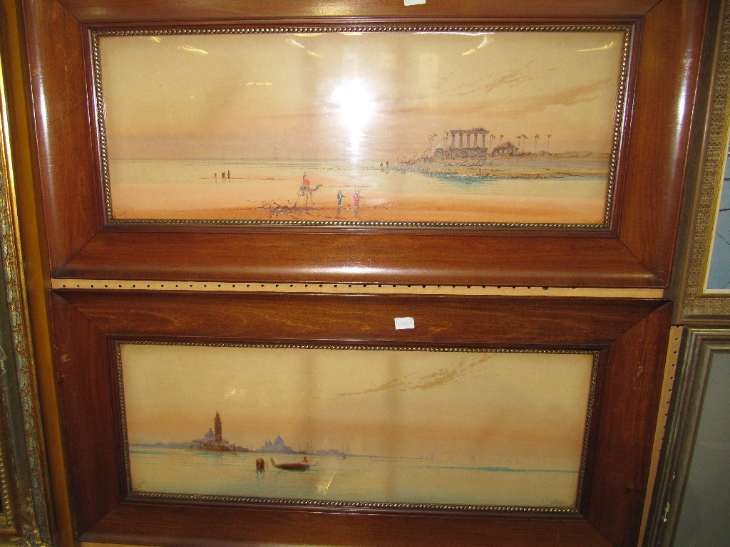 Appraisal: AUGUSTUS OSBORNE LAMPLOUGH pair of watercolours 'Philae' and 'Venice from