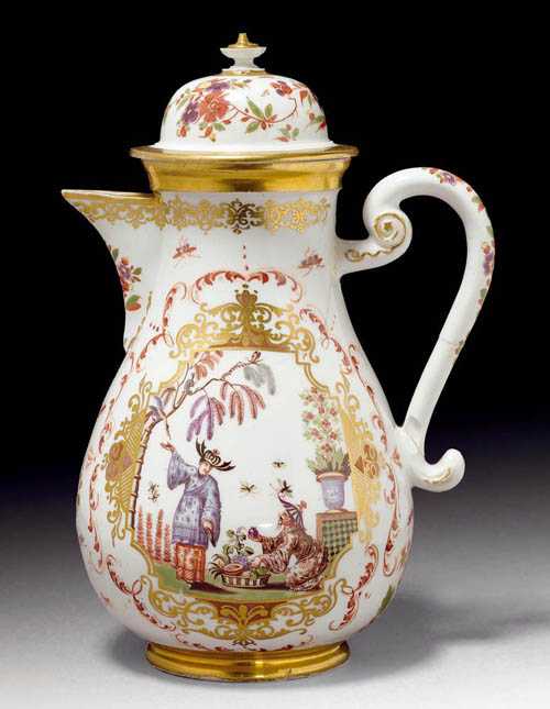 Appraisal: CHINOISERIE DECORATED COFFEE POT Meissen circa Probably painted by P