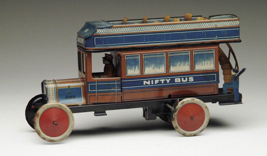 Appraisal: WIND-UP BUS MADE BY NIFTY Brightly lithographed bus in blues