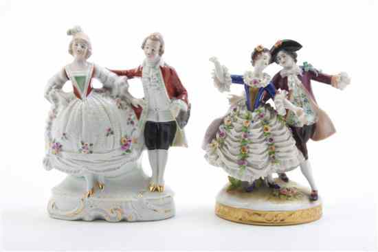 Appraisal: A Dresden Porcelain Lace Figural Group depicting a dancing couple