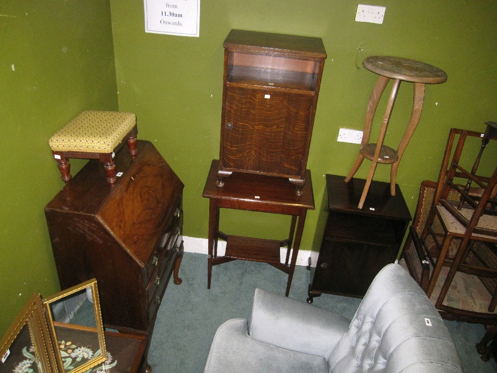 Appraisal: Lot comprising stool bureau two bedside cabinets a plantstand and