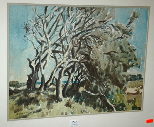 Appraisal: S J FRENCH TEA TREES WATERCOLOUR