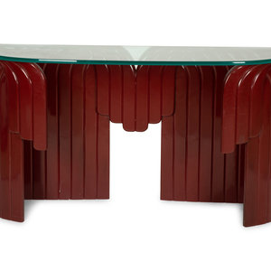 Appraisal: A Gampel Stoll Anamporphic Red Lacquer Console Table by Asher