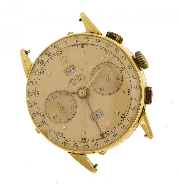 Appraisal: AN ANGELUS CT GOLD CHRONODATO WATCH with day and date