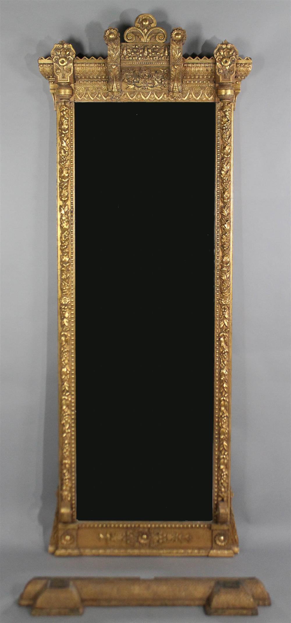 Appraisal: LARGE GILT AESTHETIC MOVEMENT PIER MIRROR WITH SUNFLOWERS having a