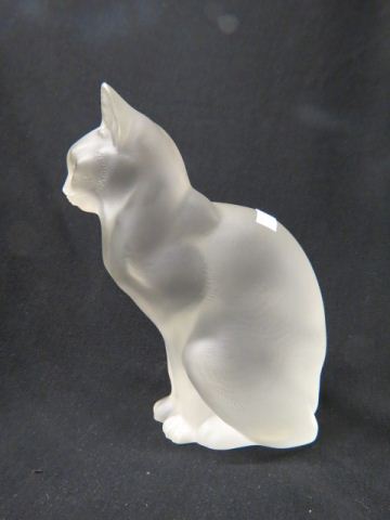 Appraisal: Lalique Crystal Figurine of a Cat seated frosted excellent