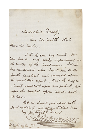 Appraisal: SUPPORTING LONDON'S FIRST NURSING HOME DICKENS CHARLES Autograph Letter Signed