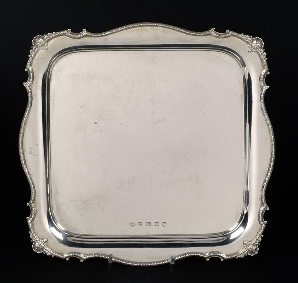 Appraisal: A silver shaped square salver by The Alexander Clark Co