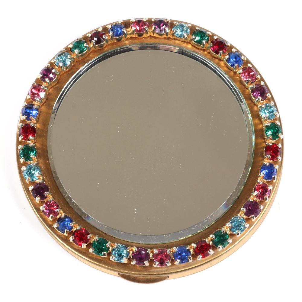 Appraisal: EISENBERG ORIGINAL COMPACT EXTERIOR BEVELED-MIRROR EDGED IN MULTICOLOR PRONG-SET JEWEL-TONED