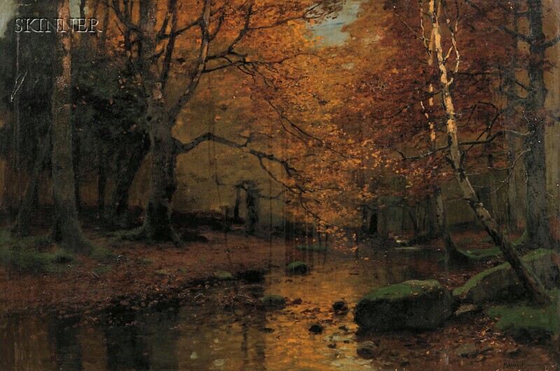 Appraisal: Konrad Alexander M ller-Kurzwelly German - Autumn Landscape with Brook