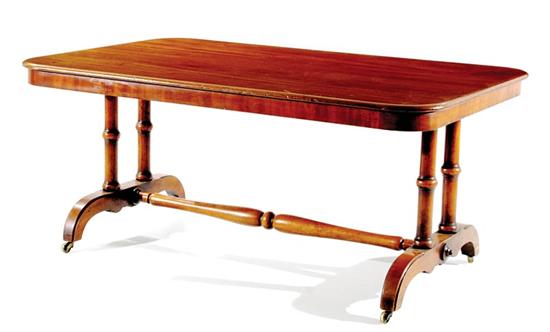 Appraisal: Regency style mahogany library table circa rectangular top with rounded