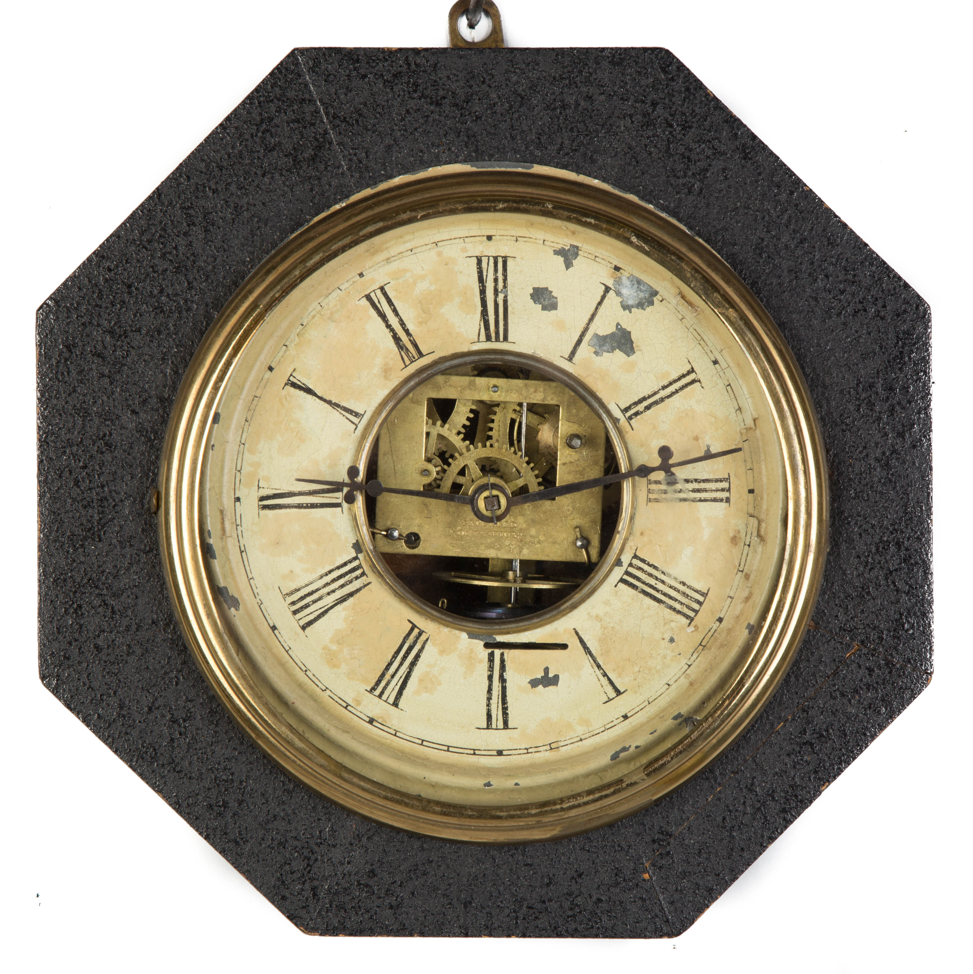 Appraisal: S B Terry Octagonal Gallery Clock Ebonized case Original dial