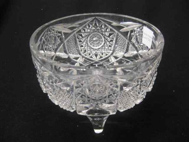 Appraisal: Cut Glass Footed Bowl starburst diamond cane tri-footed '' diameter