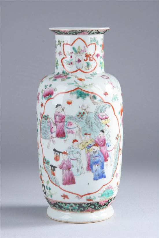 Appraisal: CHINESE FAMILLE ROSE PORCELAIN VASE Qing Dynasty Figural and floral