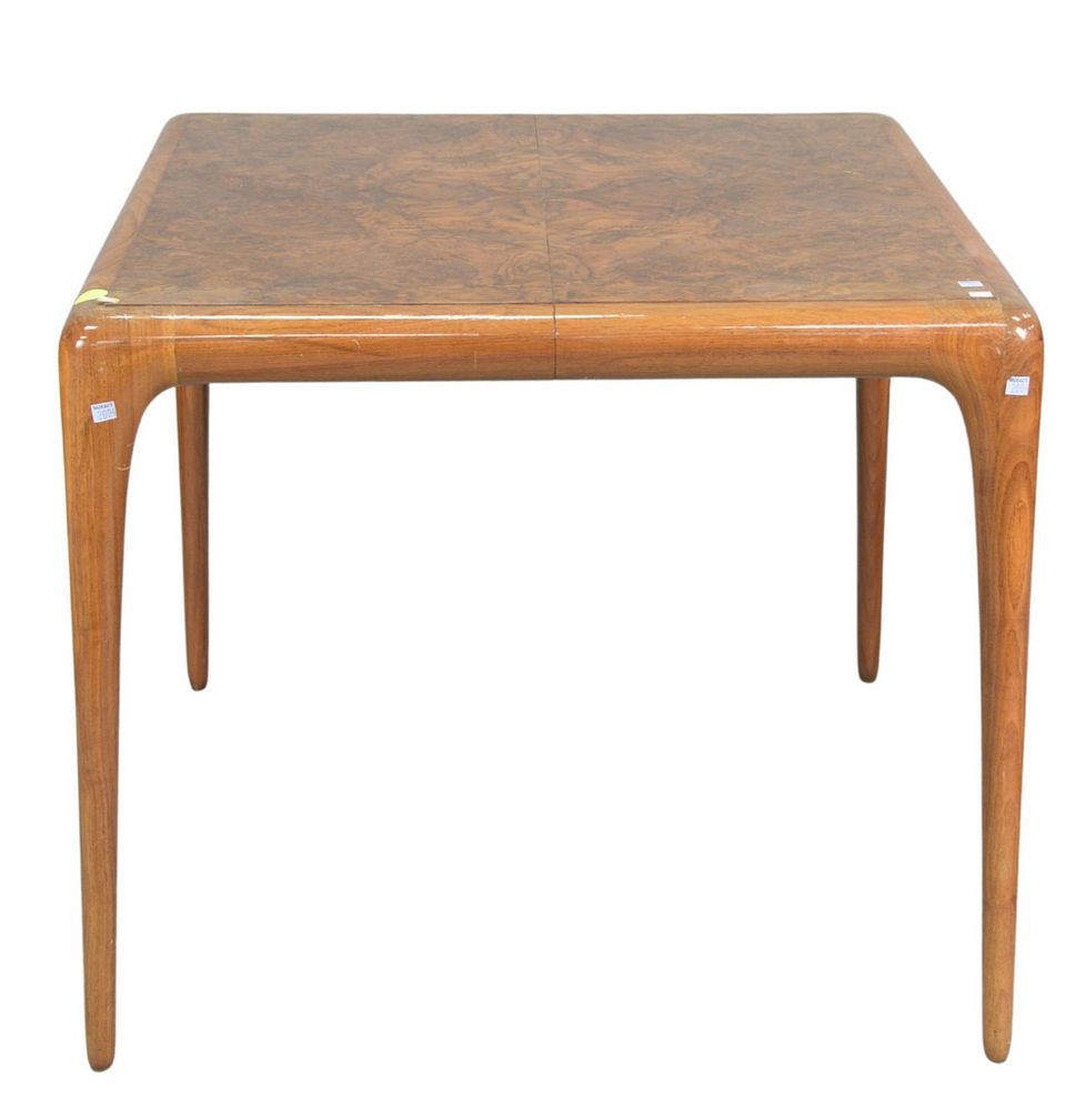 Appraisal: Vladimir Kagan Card Table having burled top with walnut base