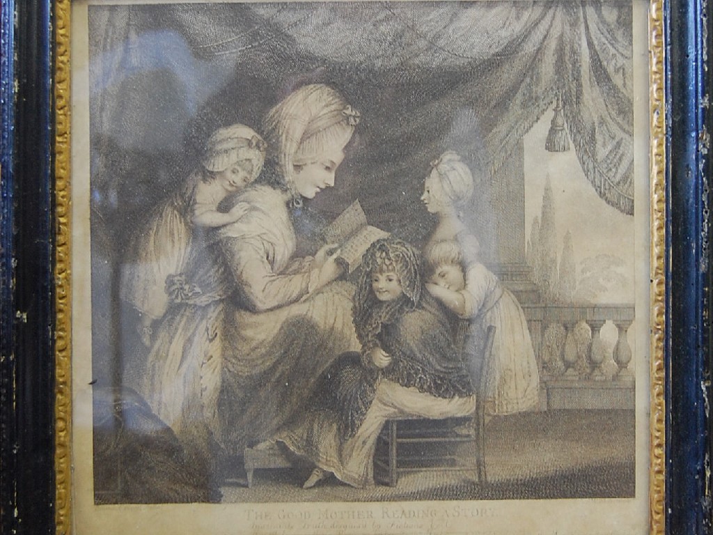 Appraisal: th century engraving - 'The Good Mother reading a story