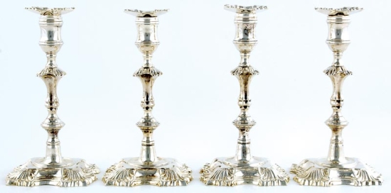 Appraisal: Rare set George II sterling candlesticks John Cafe London dated