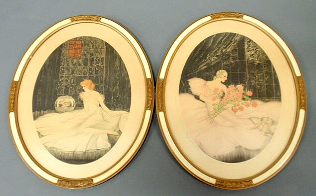 Appraisal: Pair of oval framed prints Message of the Roses and