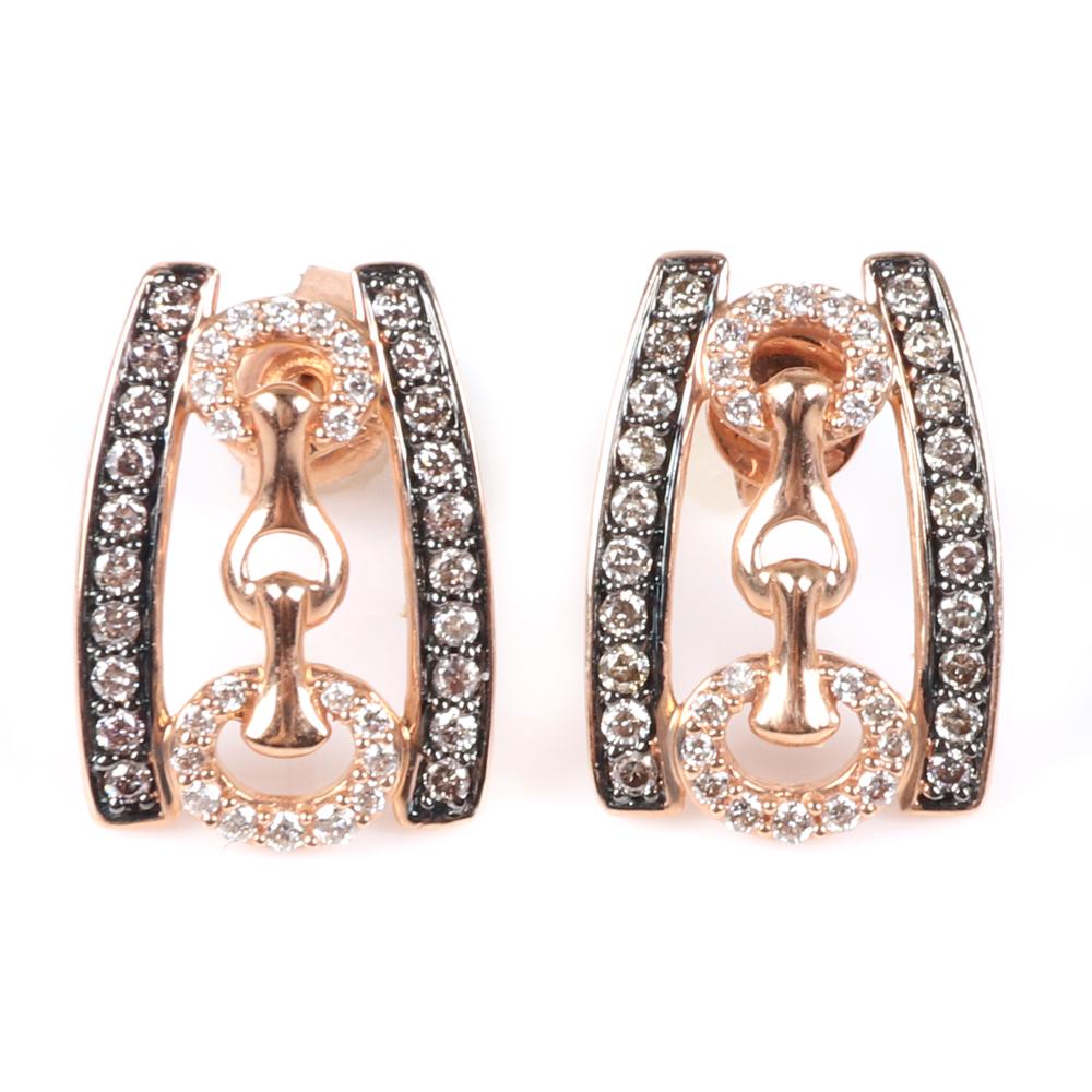 Appraisal: LE VIAN K ROSE GOLD AND DIAMOND DESIGNER EARRINGS WITH