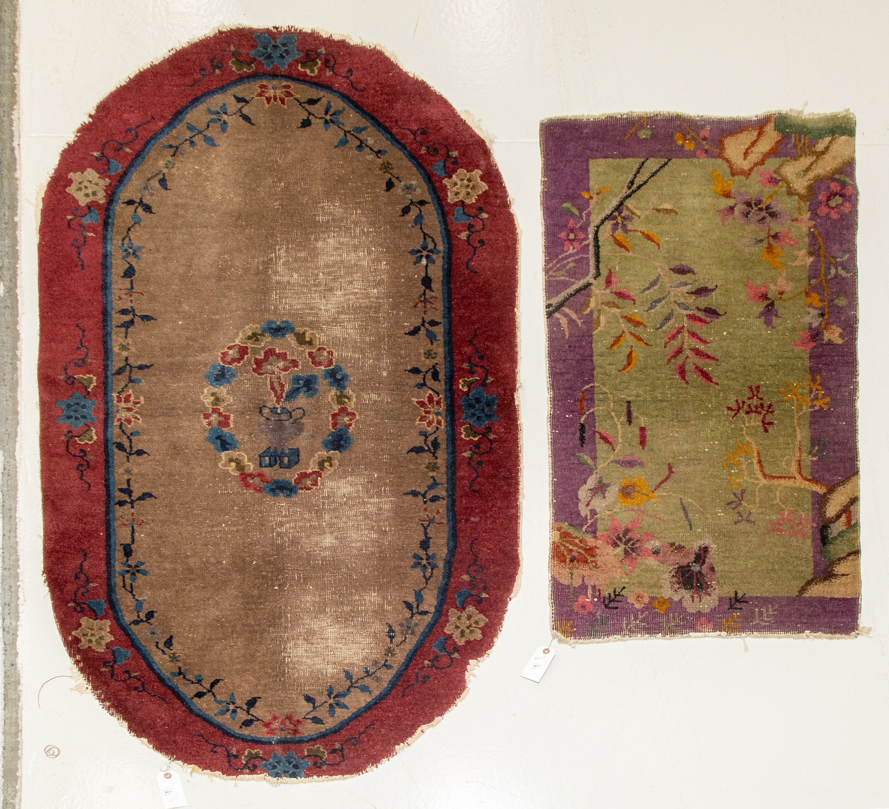 Appraisal: TWO CHINESE NICHOLS RUGS X OVAL X Hand-knotted wool pile