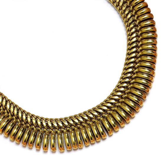 Appraisal: A GOLD NECKLACE Yellow gold g Casual and elegant wide