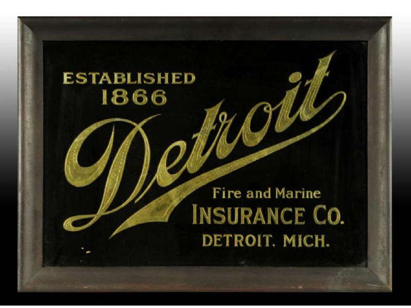 Appraisal: Detroit Fire Marine Insurance Reverse-On-Glass S Description '' x ''