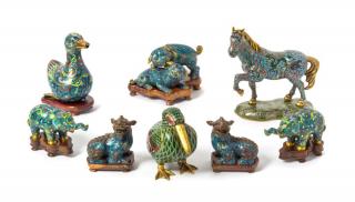 Appraisal: Eight Cloisonne Enamel Figures of Animals Eight Cloisonne Enamel Figures