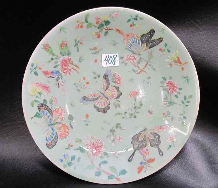 Appraisal: CHINESE FAMILE ROSE PORCELAIN PLATE with floral and butterfly design