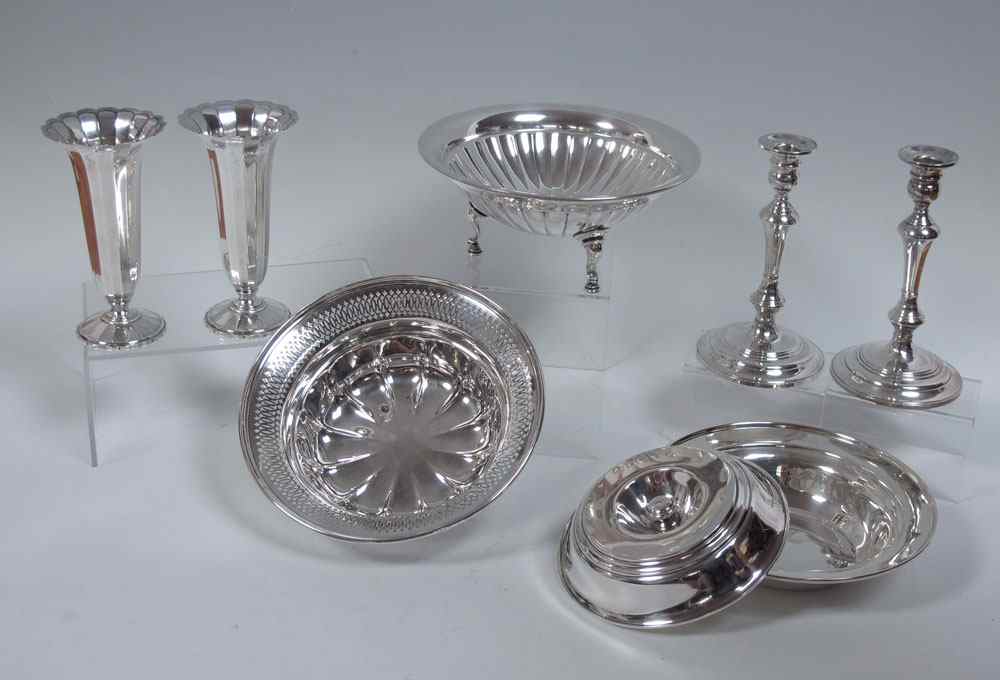 Appraisal: PIECE ESTATE COLLECTION OF STERLING VASES BOWLS To include Pair