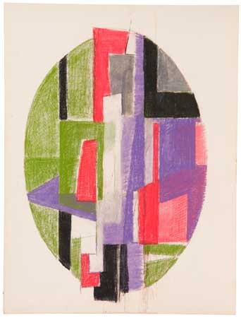 Appraisal: ROBERT BLACKBURN Oval Abstraction Pastel on cream wove paper circa