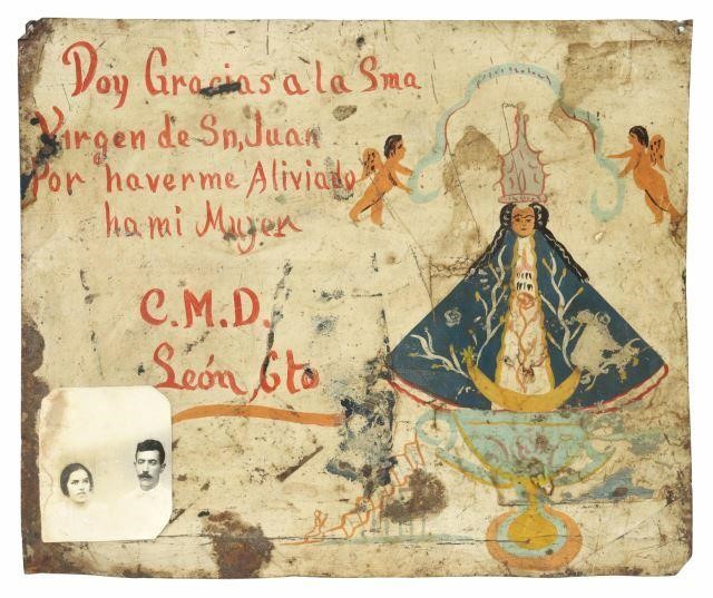 Appraisal: Unframed oil on tin ex-voto Mexico th c offered in