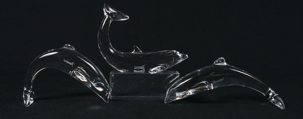 Appraisal: PIECE BACCARAT CRYSTAL DOLPHINS pieces total one swimming one leaping