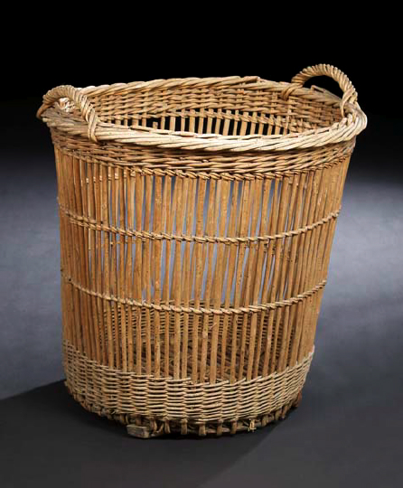 Appraisal: French Woven Reed Hotel Laundry Basket first quarter th century