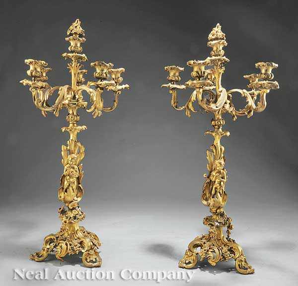 Appraisal: A Pair of Napoleon III Gilt-Bronze Six-Light Candelabra late th