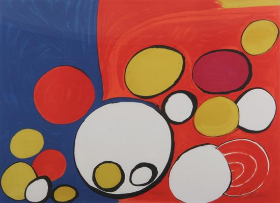 Appraisal: ALEXANDER CALDER American - CIRCLES IN RED AND BLUE signed